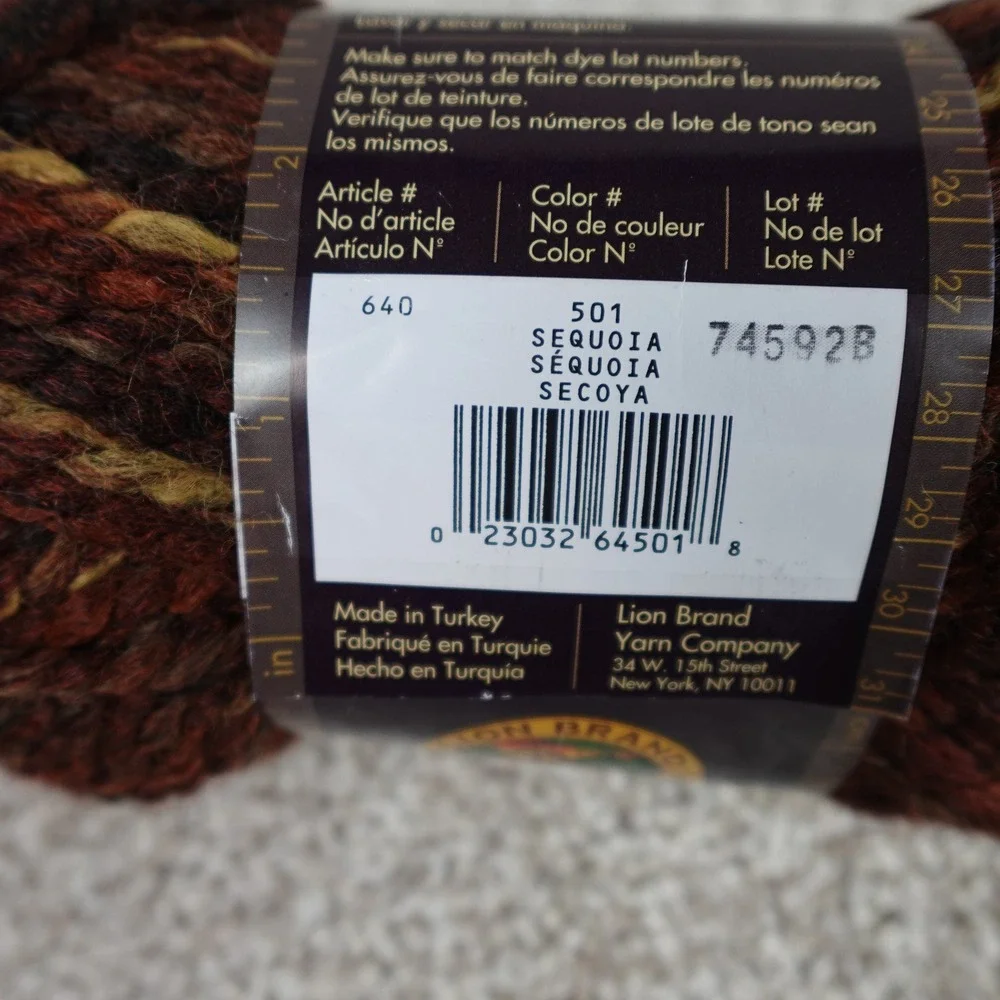 Lion Brand Wool-Ease Thick & Quick Yarn Sequoia 501 Super Bulky 5oz 87yd Brown